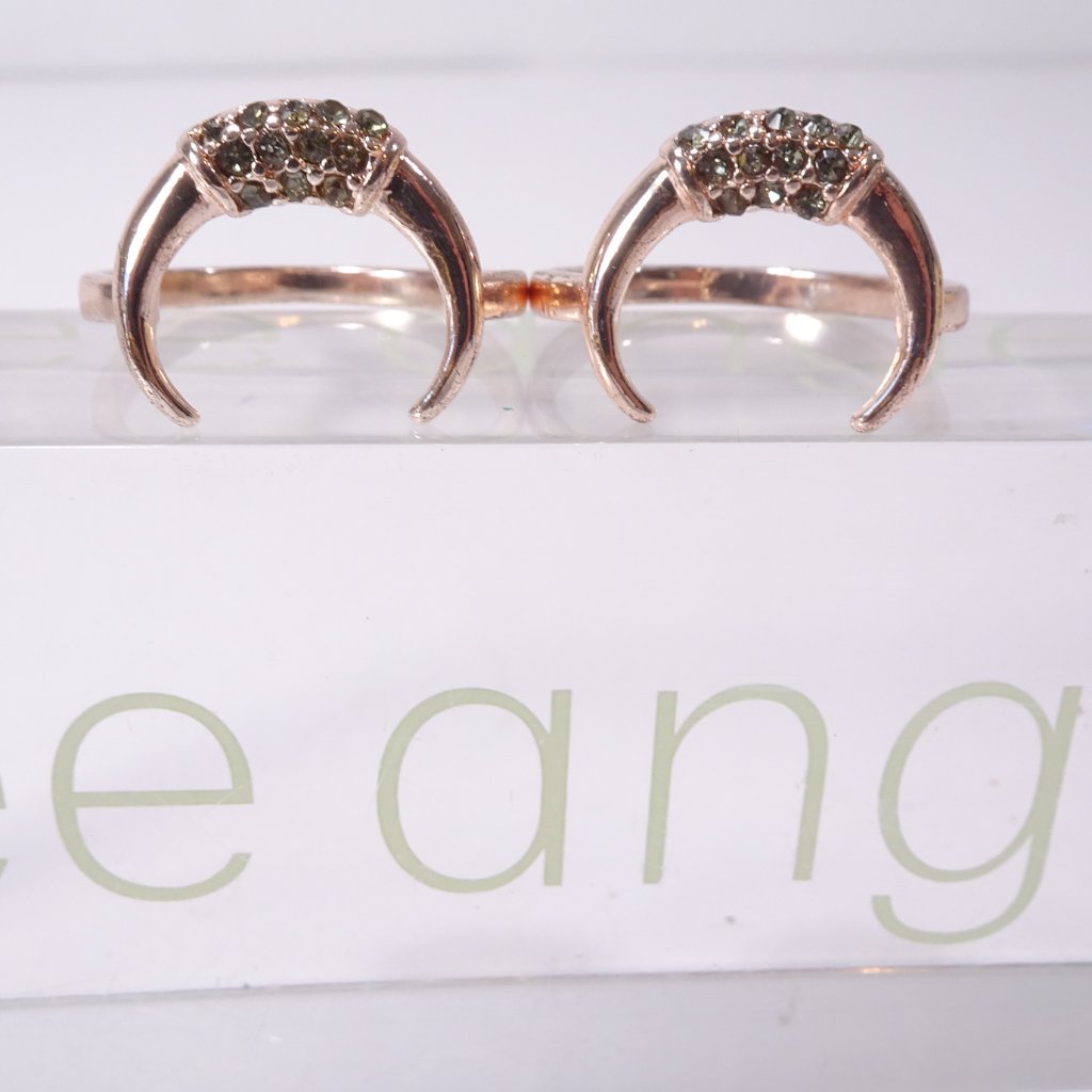 Lee Angel Curved Crystal Two Set Ring Nwt 98 Sz 6